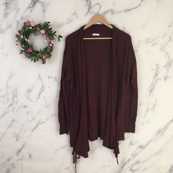 Leith Sweaters - Leith Maroon Tie Side Cardigan